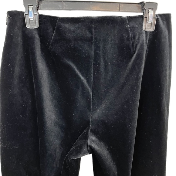 TARA JARMON Made in FRANCE Black Velvet Satin Trim Flat Front Pants Slacks sz 42 - Picture 12 of 16